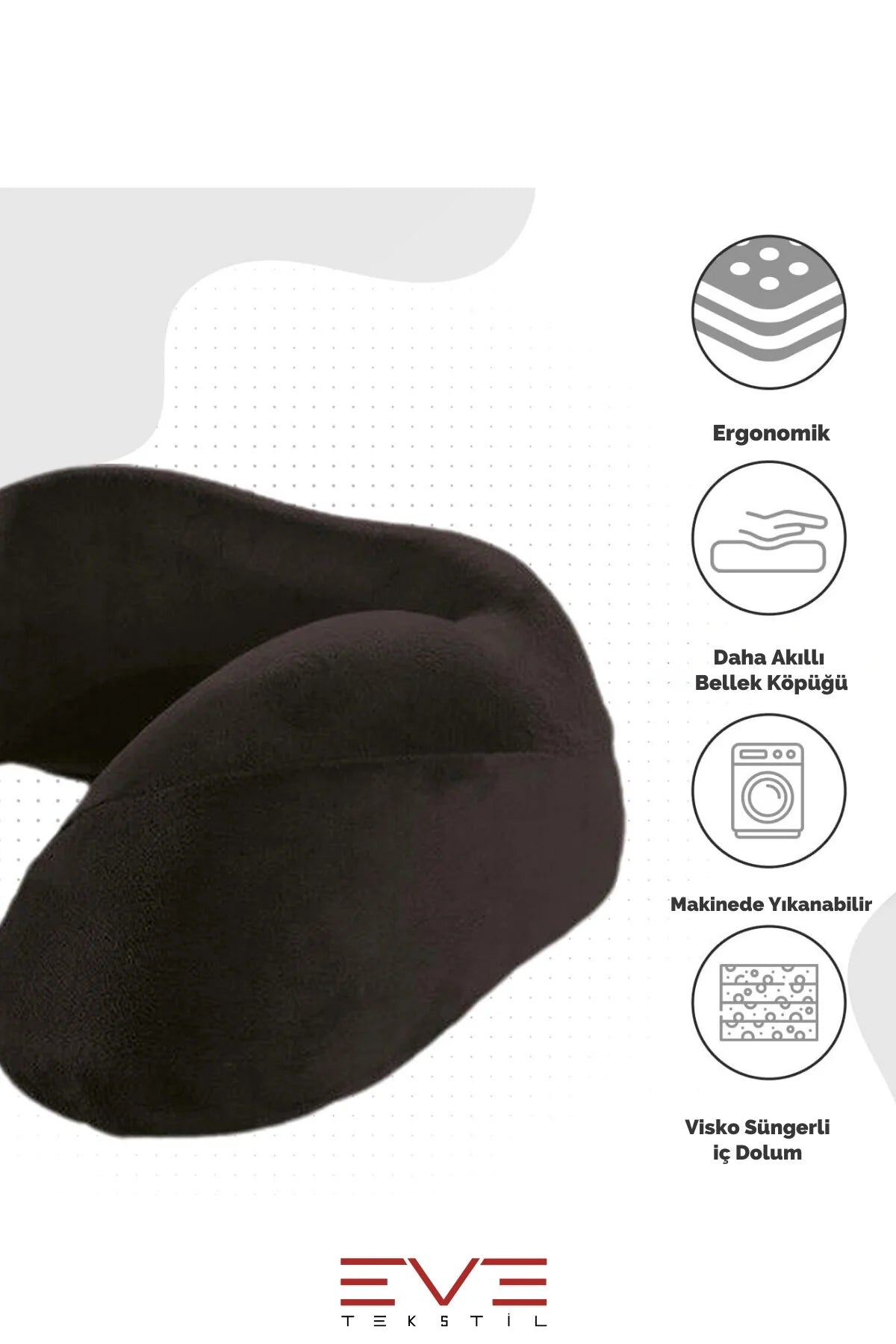 Ortopedik Boyun Yastığı Visco Boyun Destekli Seyahat Yastığı Hipoalerjik