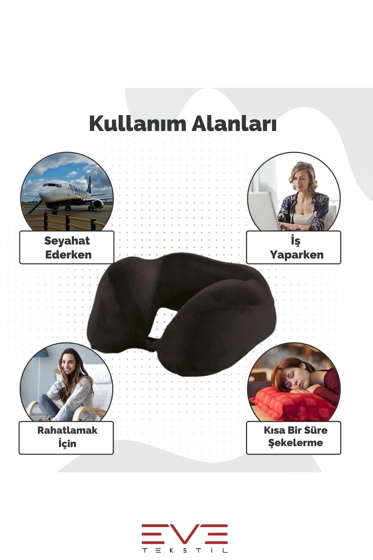 Ortopedik Boyun Yastığı Visco Boyun Destekli Seyahat Yastığı Hipoalerjik