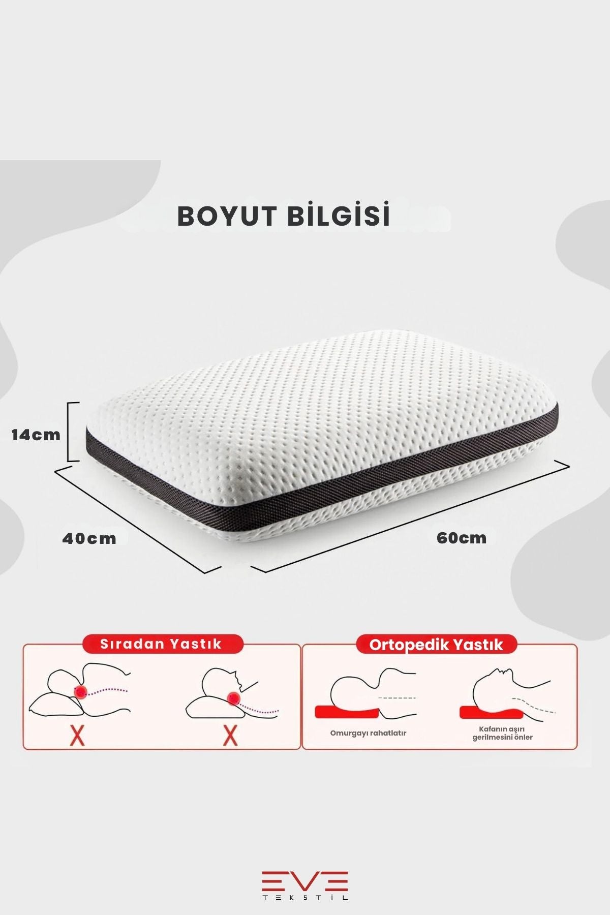 Klimalı Mega Boy Ortopetik Visco Yastık Boyun Fıtığı Boyun Düzleşmesi Için Hipoalerjik Visco Yastık
