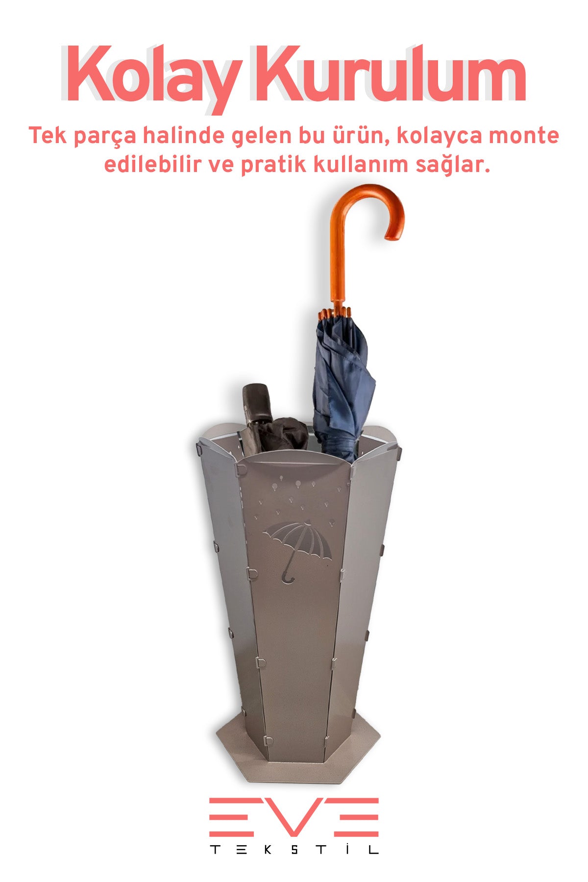 Lüx Dış ve İç Mekana Uygun Şemsiye Desenli Paslanmaz Şemsiyelik