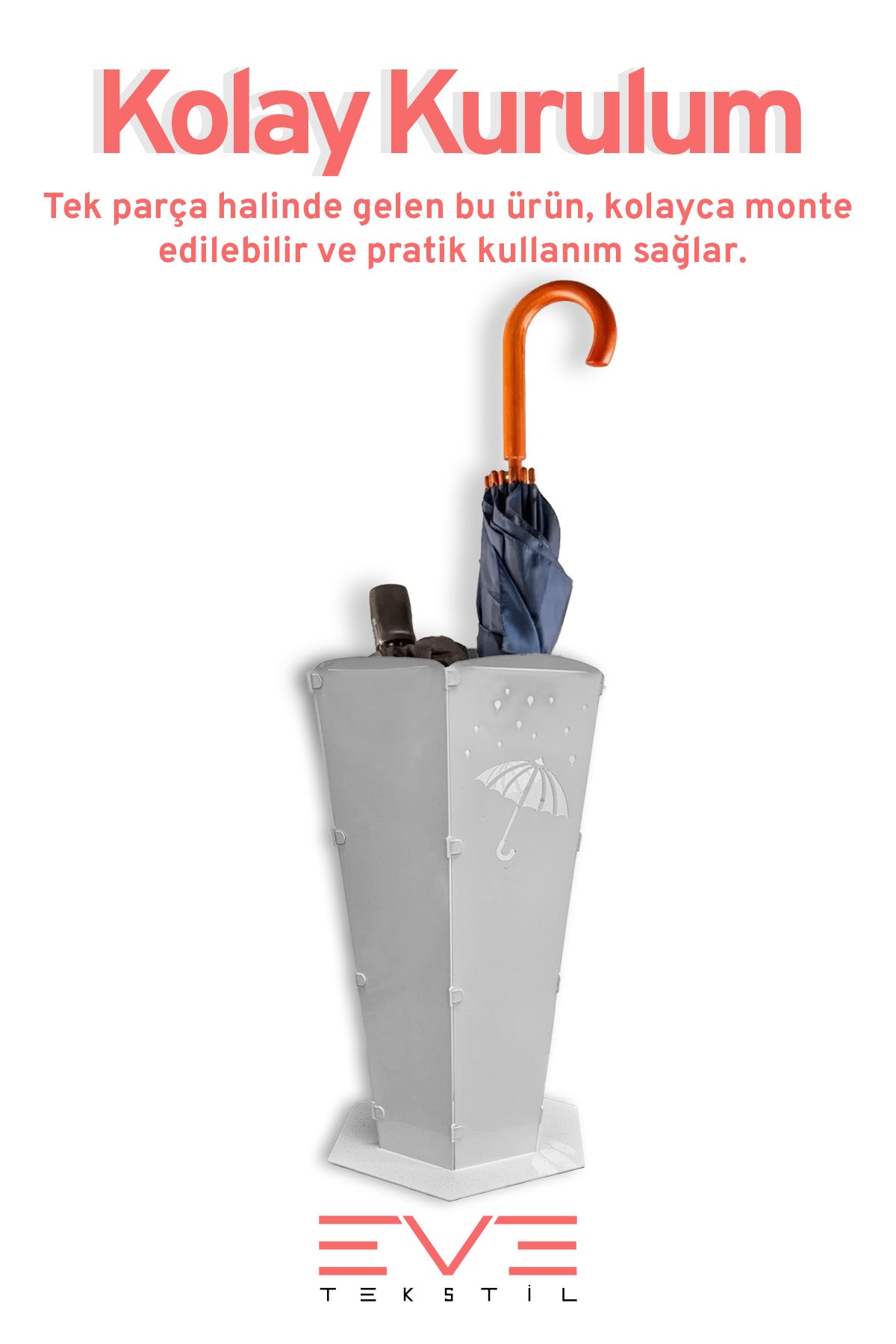 Lüx Dış ve İç Mekana Uygun Şemsiye Desenli Paslanmaz Şemsiyelik