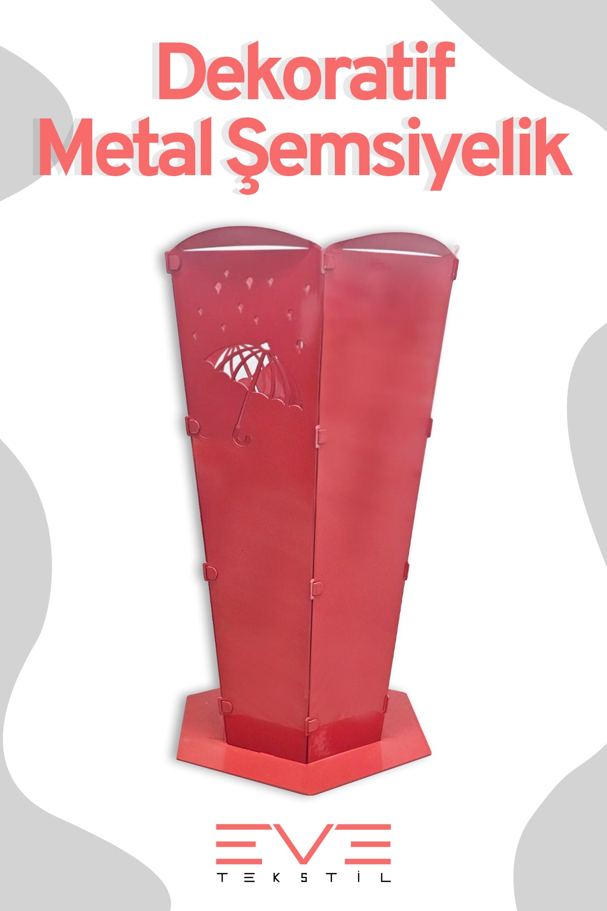Lüx Dış ve İç Mekana Uygun Şemsiye Desenli Paslanmaz Şemsiyelik