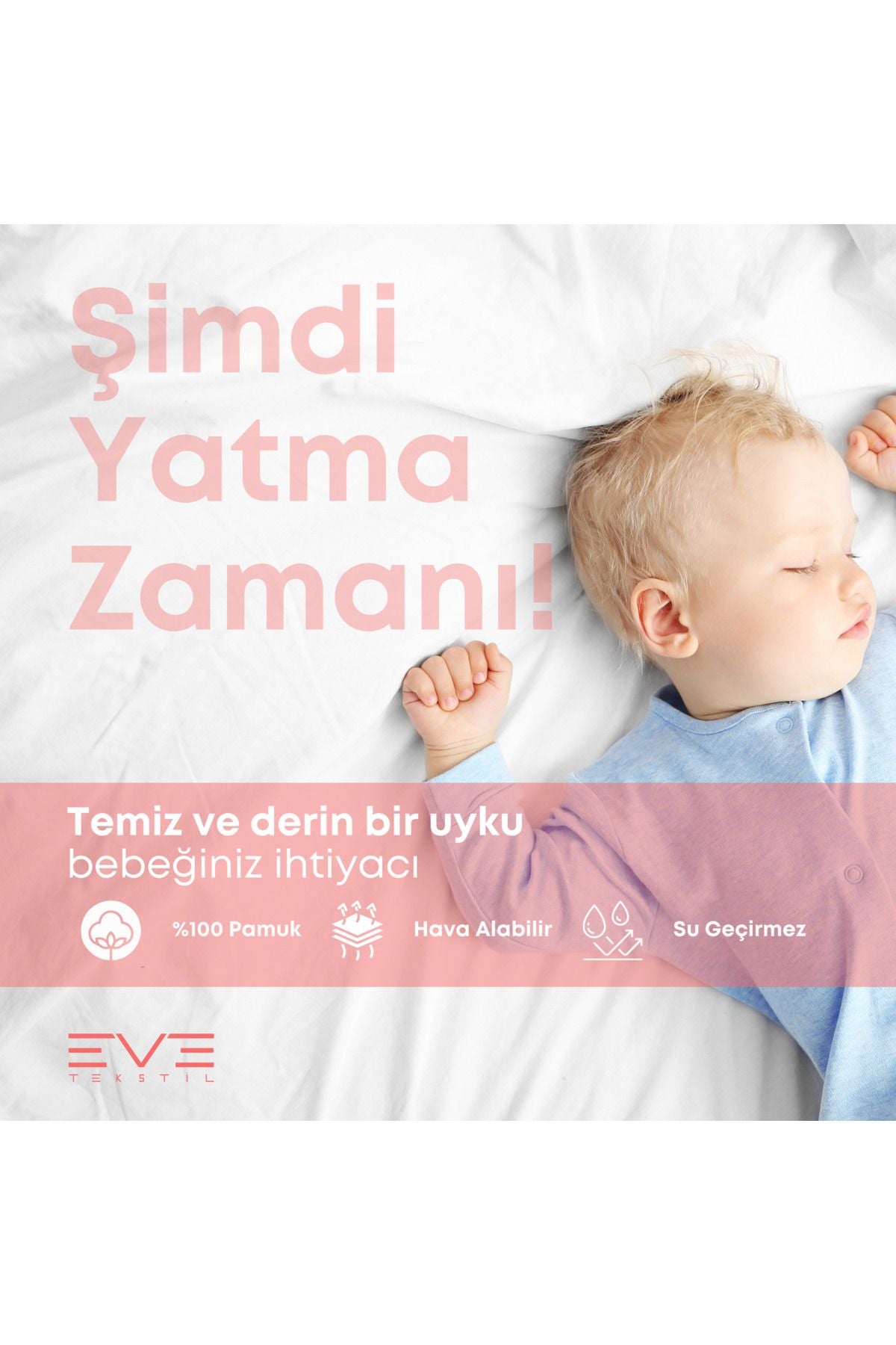 Pamuklu Fitted Lastikli Sıvı Geçirmez Bebek Alezi