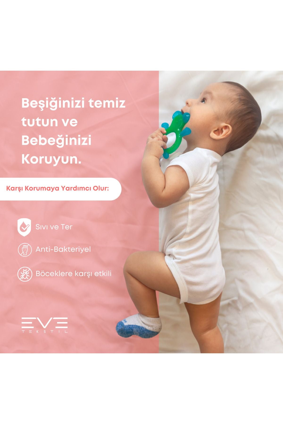 Pamuklu Fitted Lastikli Sıvı Geçirmez Bebek Alezi