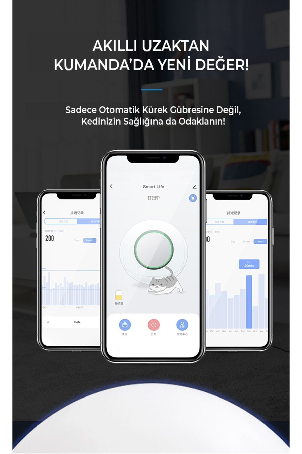 Smart Pro Akıllı Otomatik Kedi Tuvaleti | Kendini Temizleyen Sistem • Uygulama Kontrollü • UV Sterilizasyon • Koku ve Bakteri Önleyici