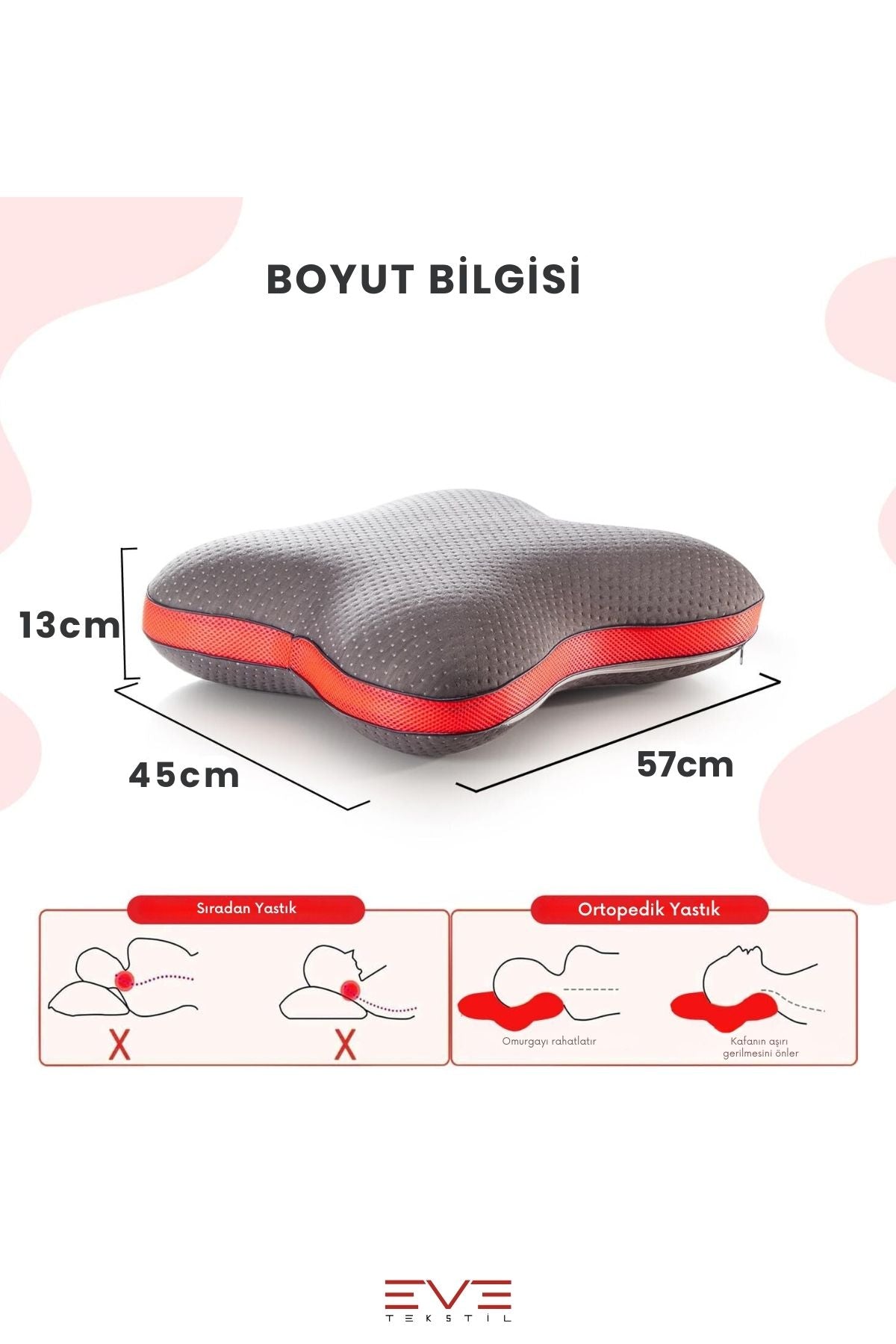 Visco Ergonomik Horlama Önleyici Yüksek Kaliteli Elastik Karbon Yıldız Desenli Yastık