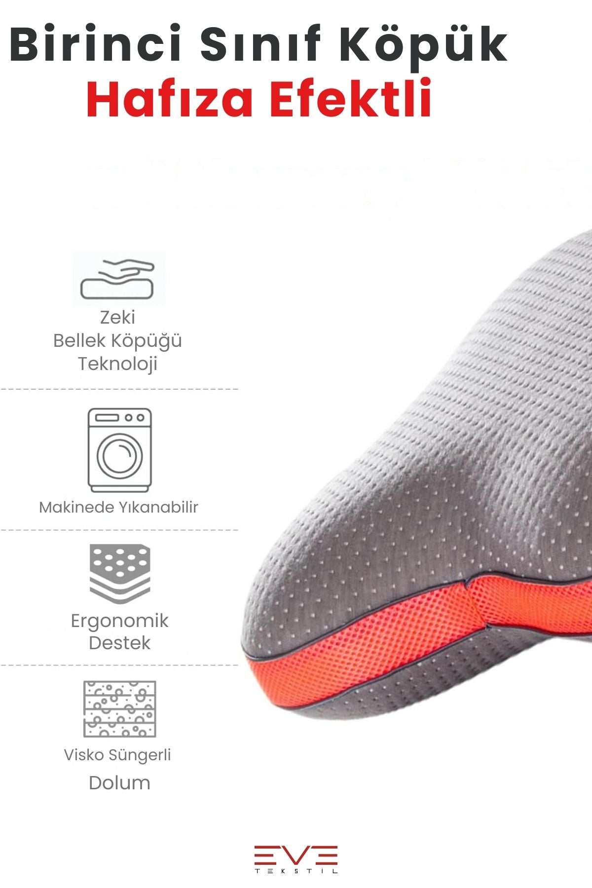 Visco Ergonomik Horlama Önleyici Yüksek Kaliteli Elastik Karbon Yıldız Desenli Yastık