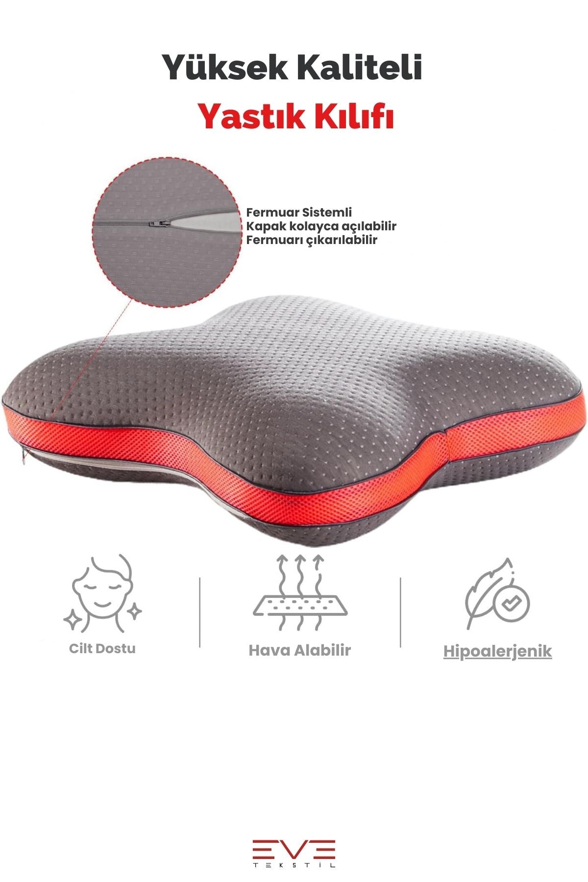 Visco Ergonomik Horlama Önleyici Yüksek Kaliteli Elastik Karbon Yıldız Desenli Yastık