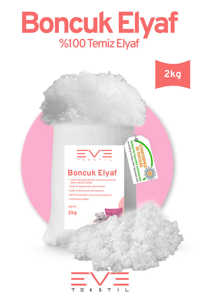 Yastık Yorgan Oyuncak Dolum Malzemesi Antialerjik Yapışmaz 1.Kalite %100 Temiz Boncuk Elyaf 2 Kg