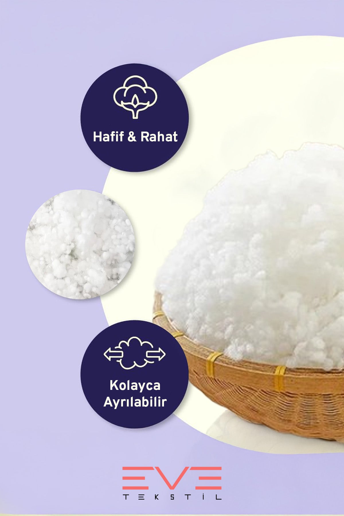 Yastık Yorgan Oyuncak Dolum Malzemesi Antialerjik Yapışmaz 1.Kalite %100 Temiz Boncuk Elyaf 4 Kg