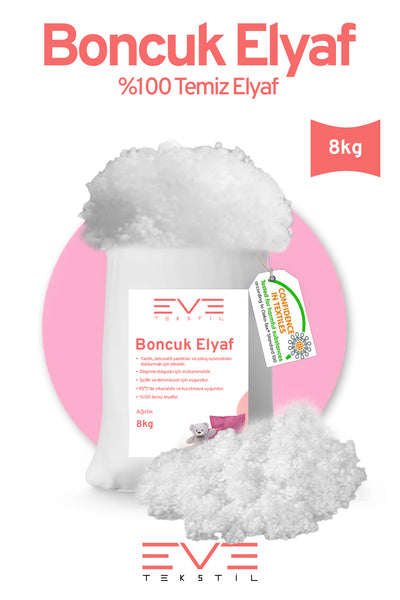 Yastık Yorgan Oyuncak Dolum Malzemesi Antialerjik Yapışmaz 1.Kalite %100 Temiz Boncuk Elyaf 8 Kg
