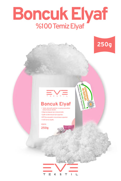Yastık Yorgan Oyuncak Dolum Malzemesi Antialerjik Yapışmaz 1.Kalite %100 Temiz Boncuk Elyaf 250 Gr